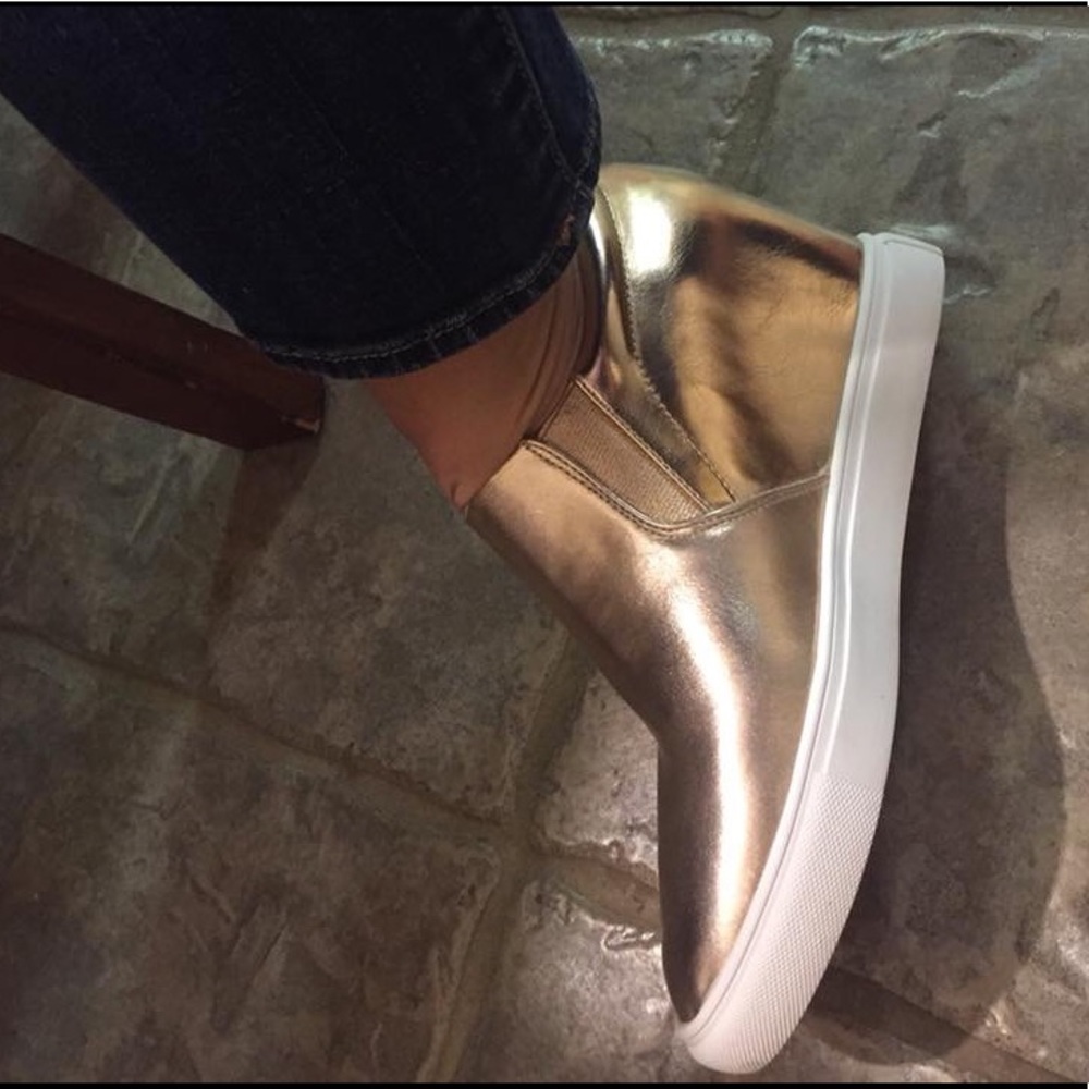 Rose gold wedge sneakers